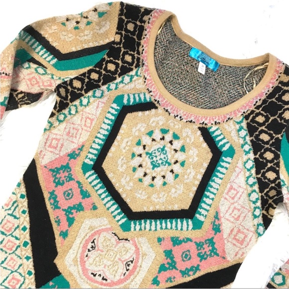 Buttons Medium Midi Sweater Dress Boho Long Sleeve - Picture 3 of 5